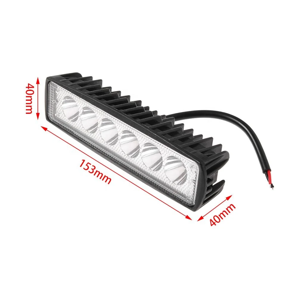 Car Led 18W Work Indicators Lighting Bar DC 12V 6500k For Motorcycle Offroad Tractor SUV ATV Auto Boat Truck Driving Fog Lamps