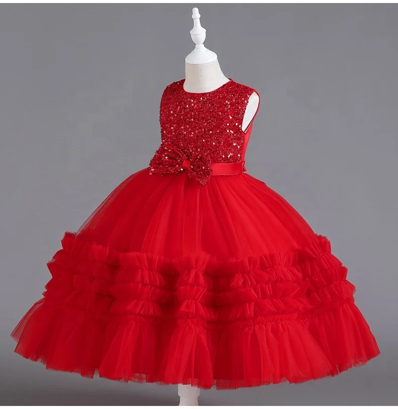 Boutique Summer Girls Puffy Frock Pattern Kids Evening Sequined Ball Gown Latest Children Dress Design Girls Birthday Party Gown