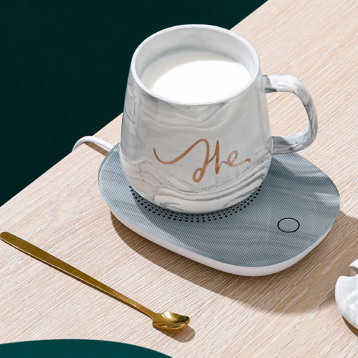 Electric Couples Design Self Heating Heated Warmer Ceramic Smart Coffee Mug With Heating Pad