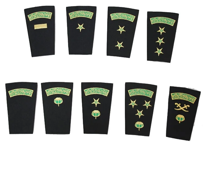 Saudi Arabia Black Embroidery Suit Epaulettes for tactical ranks