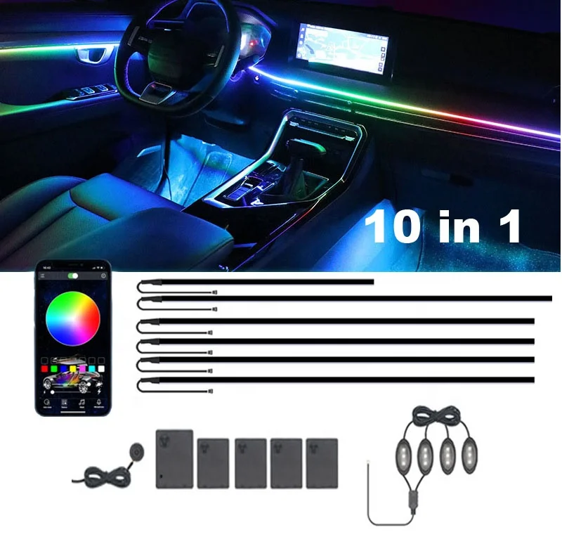 18 in 1 Acrylic Ambient light  Optic Fiber Light for Car Atmosphere lamp Interior Lights for Mercedes benz kit BMW Tesla  Tesla