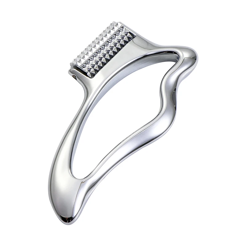 skin care massage gua sha silver anti-aging metal spiky acupuncture facial roller