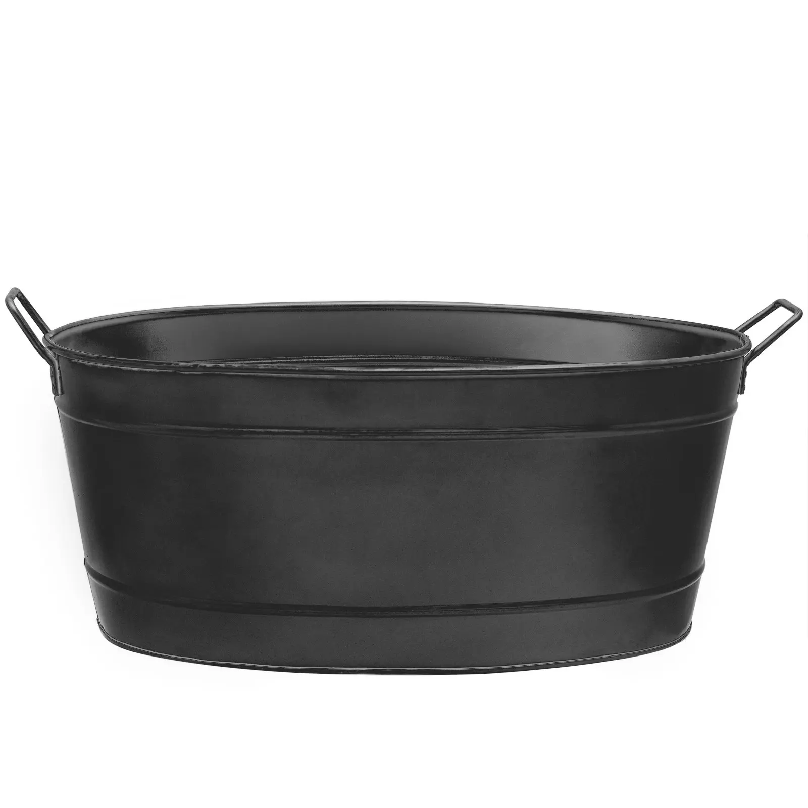 Wholesale Metal Ice Bucket Multifunctional Storage Large Capacity Bucket Black Oval Galvanized Steel Tub
