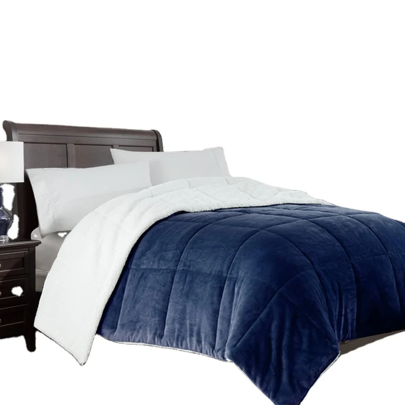 luxury soft 100% polyester comforter CASTLEROCK wool like reversible sherpa Quilt