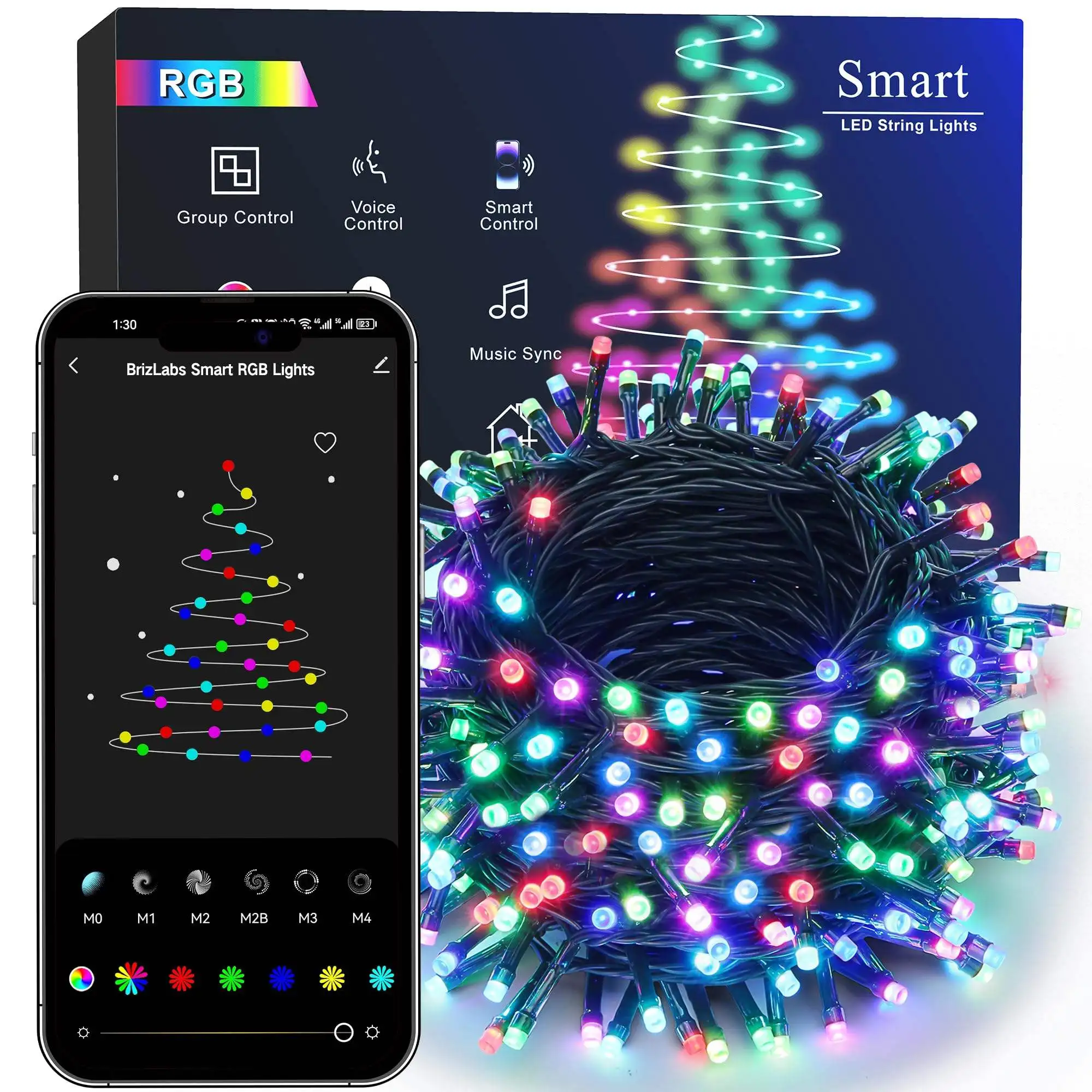 100 гирлянда с дистанционным управлением Rgb рождественские декоративные огни наружные водонепроницаемые для Xmas