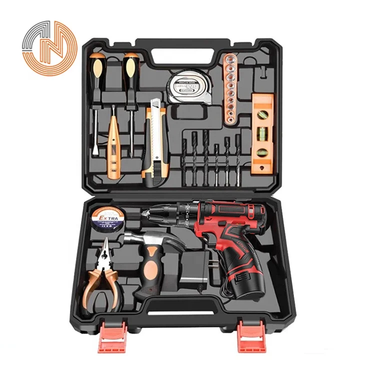 Инструменты для дома, 29 шт., гаечный ключ, молоток, линейка уровня, бытовой инструмент, аксессуары 12 В, беспроводной Электрический механический набор инструментов, коробка
