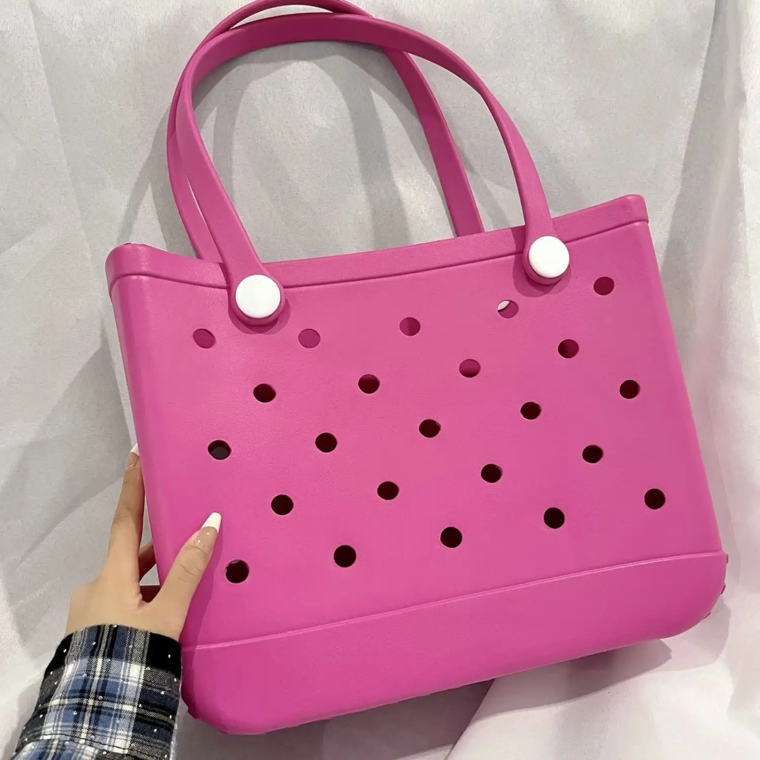 2024 Customize Wholesale Designer Summer Croc Bags Size Medium Waterproof Eco-Friendly Silicone Tote Bags Eva Bogg Bag