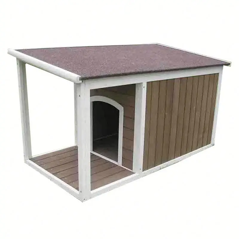 Hot Sale Openable Flat Roof Large Wooden Dog House Kennel With Extended Balcony Window