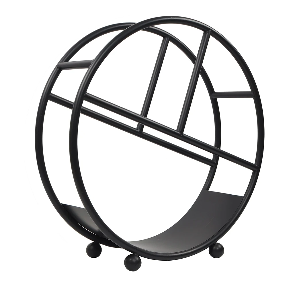 SEJR Fireplace Accessory Black Round Metal Firewood Rack Log Indoor Outdoor Firewood Holders