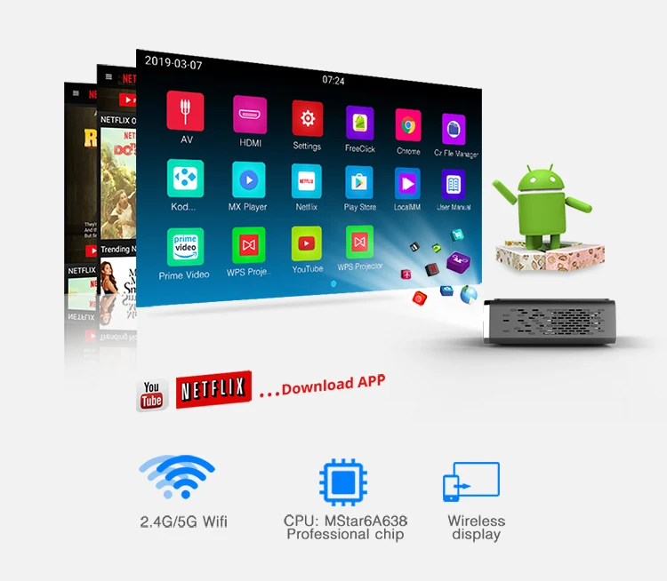 16 лет заводу BYINTEK R15 Wi-Fi дисплей Портативный 3D 4K проектор Мини Смарт Android для домашнего кинотеатра семейный праздник