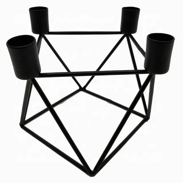 Traditional metal wire candleholder in black color for indoor use