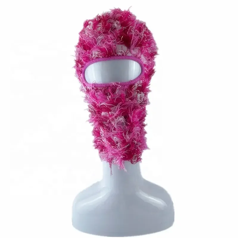 New Full Face Cover One Hole Storm Distressed Balaclava Designer Knit Hat Grassy Beanie Winter Ski Mask