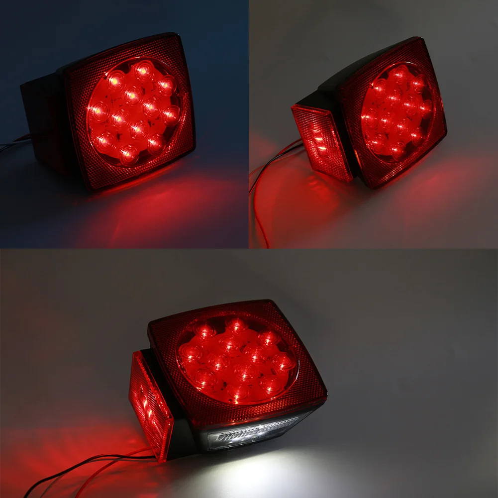 Aurora Square LED Trailer Lights 12V 24V Red LED Tail Light Brake Running Light Lamp for Truck Boat Marine Camper RV Snowmobile