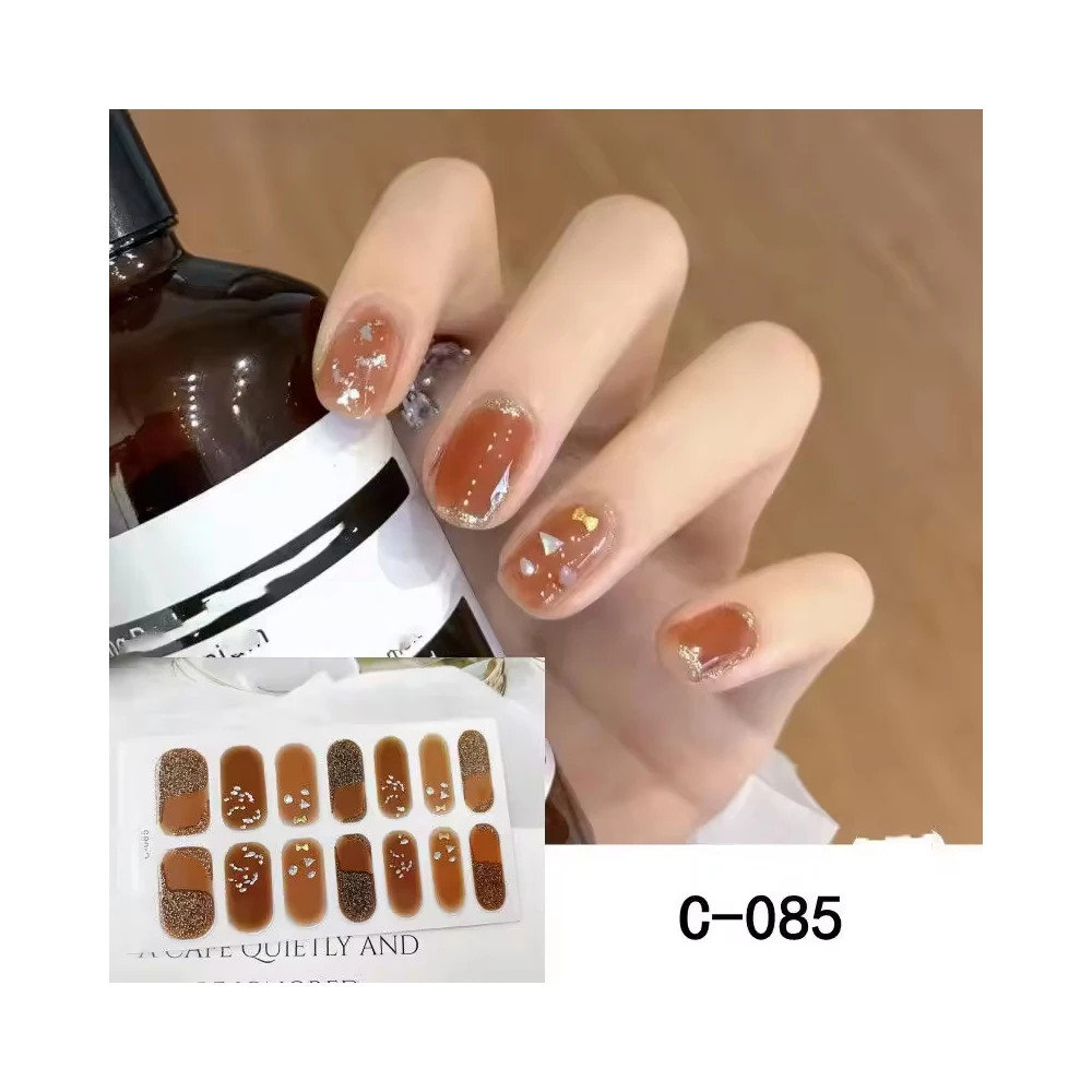 Semi Cured Wraps Long Lasting Gel Nail Stickers Sticker Decals Nail Gel Stickers UV Crayon Gel Paint For Nail
