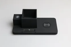 Office Tech Gadgets Pencil holder with PU leather 10W mobile phone holder wireless charger for promotion gift