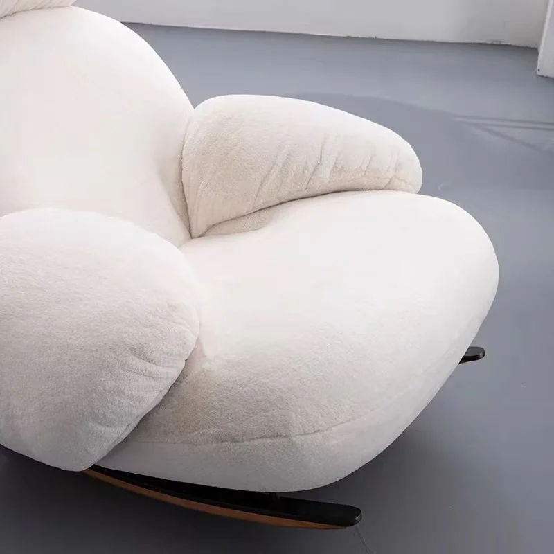 Nordic White Velvet  Rocking Chair With Armrest Make You Cloud Feeling For Living Room