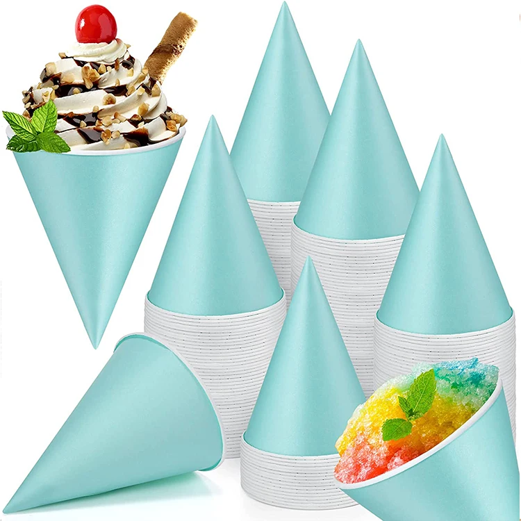 Custom Disposable Cone Water Paper Cups Biodegradable 6oz Ice Cream Kraft paper Cups