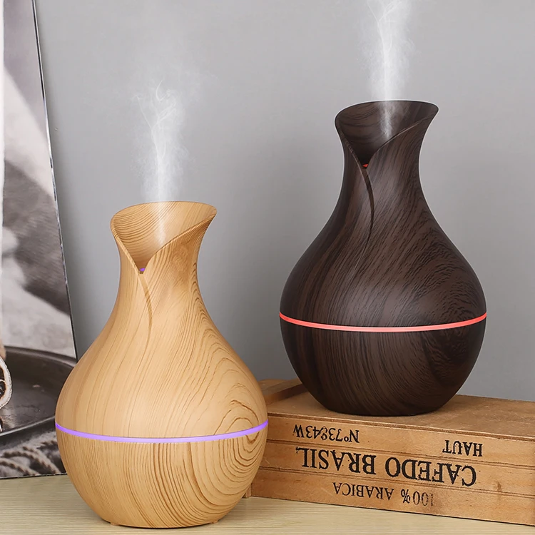 New 200ML wood grain timing  7colors LED light Mist Maker Ultrasonic Air humidifier Vase Humidifier essencial oil Air Humidifier