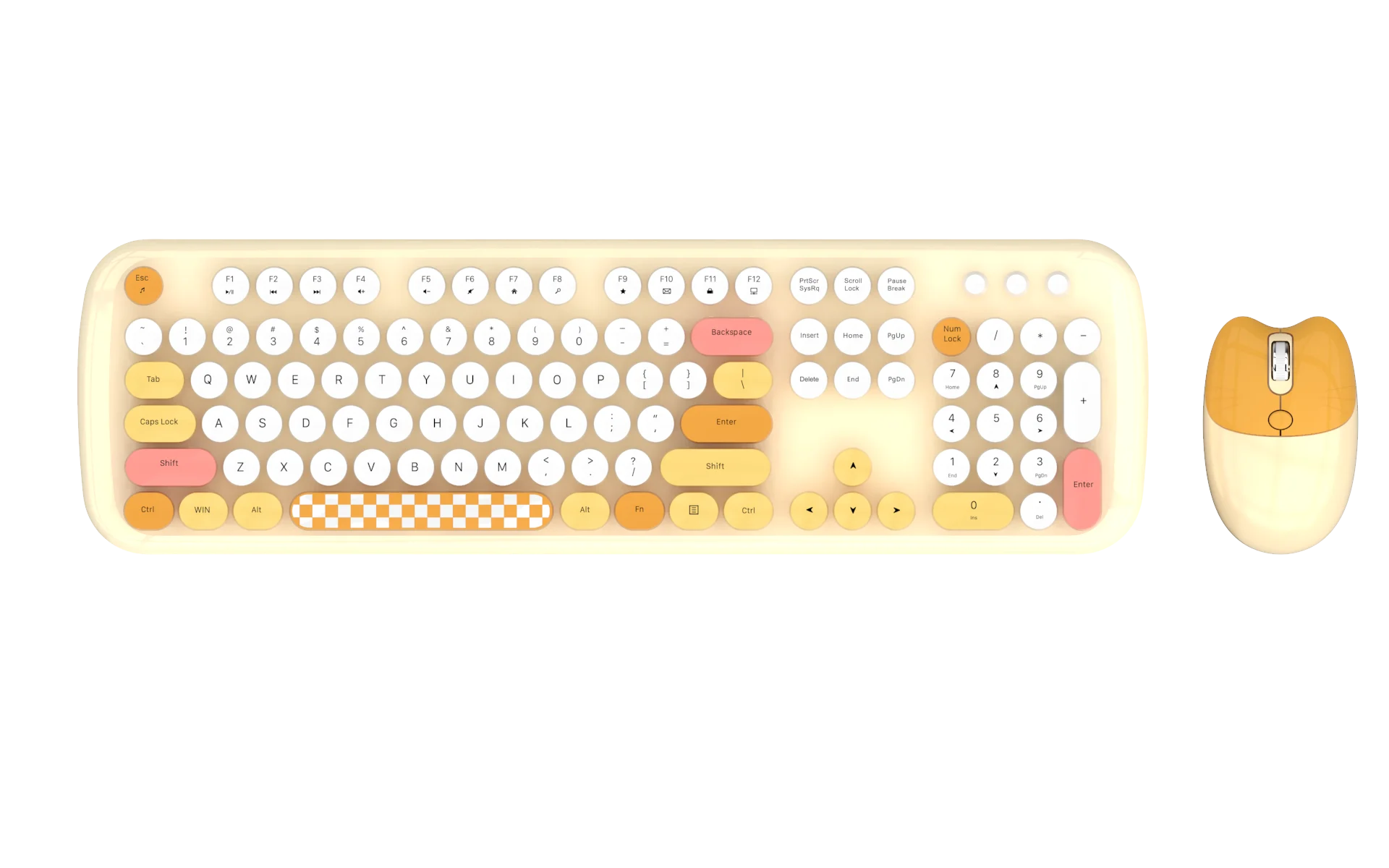 Full-Size Keyboard Mouse Combo Round-Keycap Design Genre Keyboard Mouse Combos
