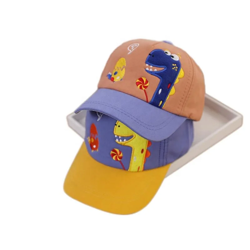 New 2022 Kid Baseball Cap with Dinosaur Applique Spring Baby Hats and Caps