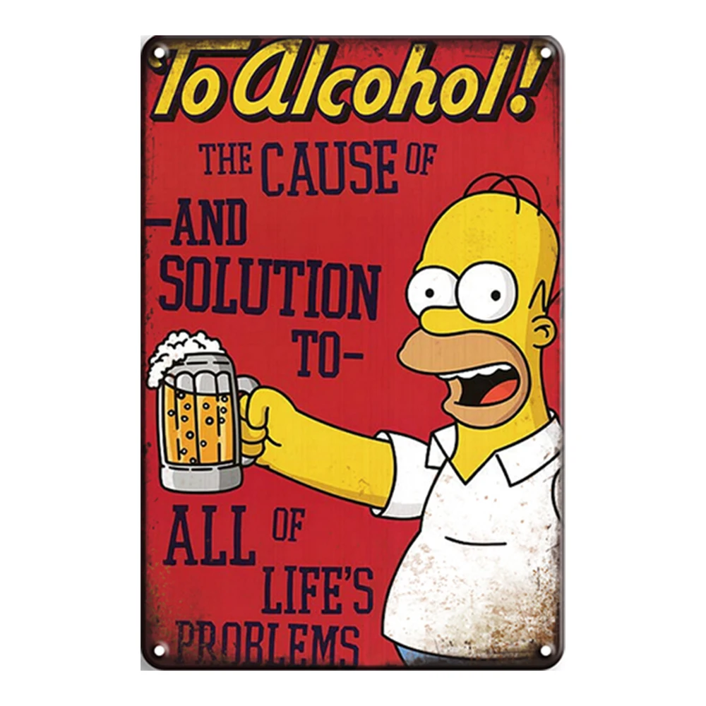 Bar Beer Vintage Metal Tin Signs, 20cm X 30cm, Bar Drinks Retro signs for Bar/Cafe/Home Kitchen/Restaurant/Garage/Man Cave.