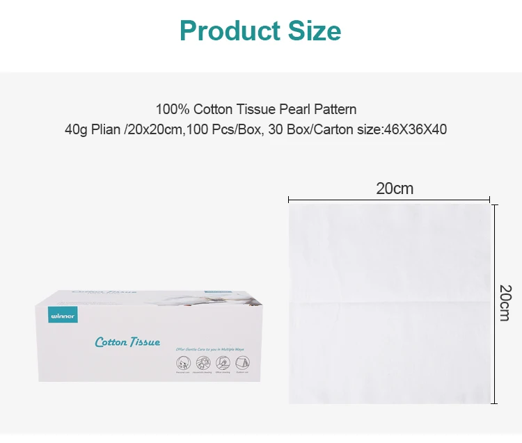 Winner OEM Low Price Custom Daily Soft Facial Tissu En Coton Christmas Hand Towels 100% Cotton Face Tissue Wholesale