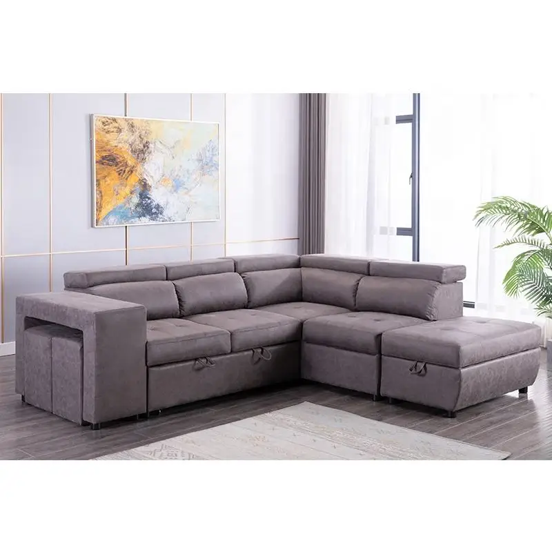 High Quality Corner Sofa Cum Bed Living Room Apartment Pull Out Sofa Bed With Storage Ottoman