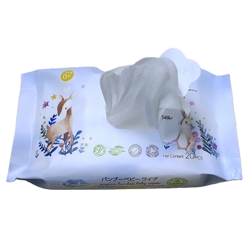 20pcs customized biodegradable bamboo unscented hand mouth cleaning baby soft water wet wipes mother care body toilet flushable