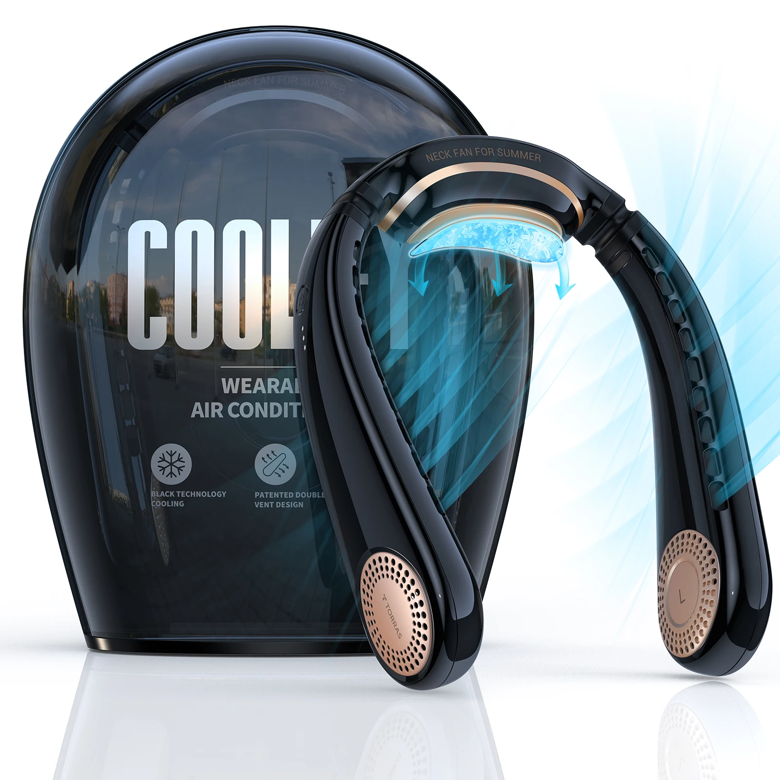
 TORRAS Coolify Hand Free Wearable Portable Neck Fans  4000 mAh Battery 360 Electronic Cooler Air Conditioner  