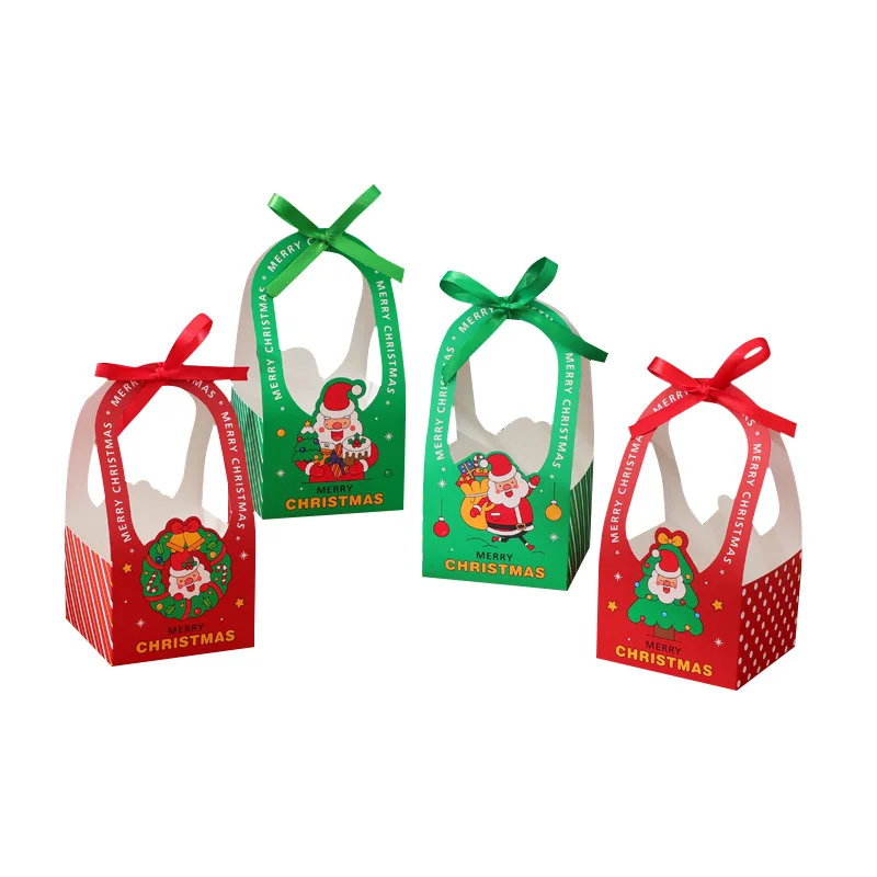 Wholesale In Stock Customization Accepted To Celebrate Christmas Wrap Gifts And Apples Handheld Folding Paper Boxes