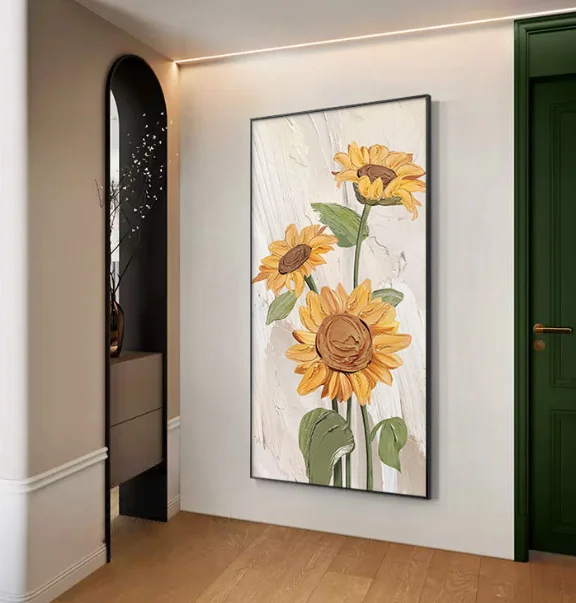 Simple large sunflower home hallway wall decor metal hanging frames