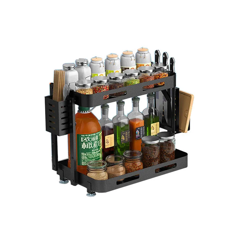 
New Design 2-Tier Foldable Kitchen Storage Organizer Jars Bottle Seasoning Rack Shelf 