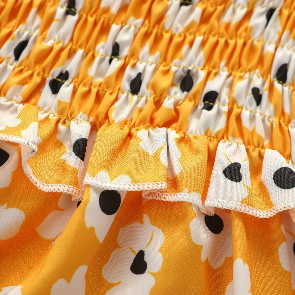 
Customized Baby Clothing Ruched Design Sleeveless Printed Summer Casual Dress Kids 