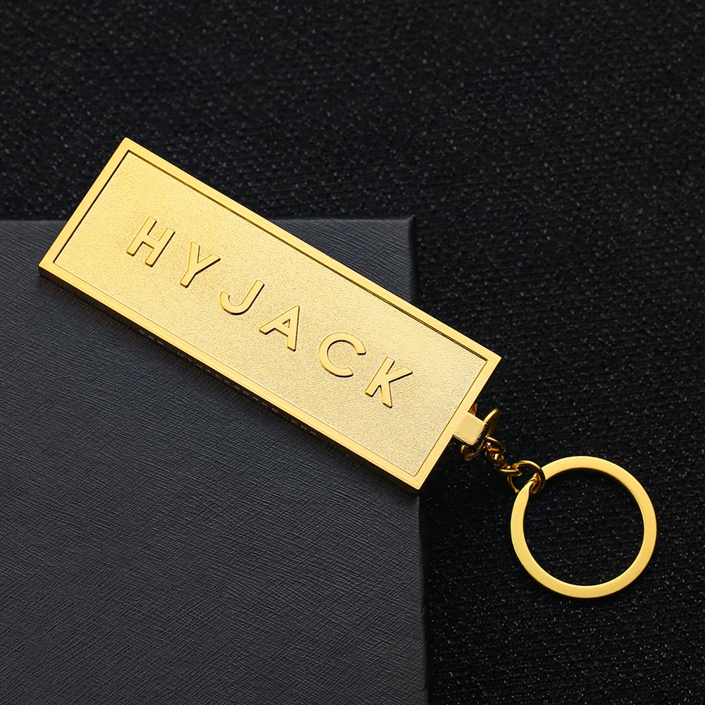 custom gold plate logo keychain for engrave