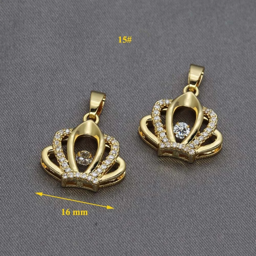 BSCI audit brass jewelry gold plated CZ zirconia diamond necklace pendant 18K zircon pendant for necklace making