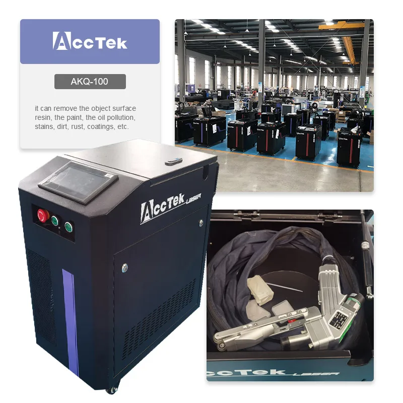 AccTek AKQ-100 Mopa Laser Cleaning Equipment Portable Steel Surface Rust Removing Machine Weld Seam Cleaner