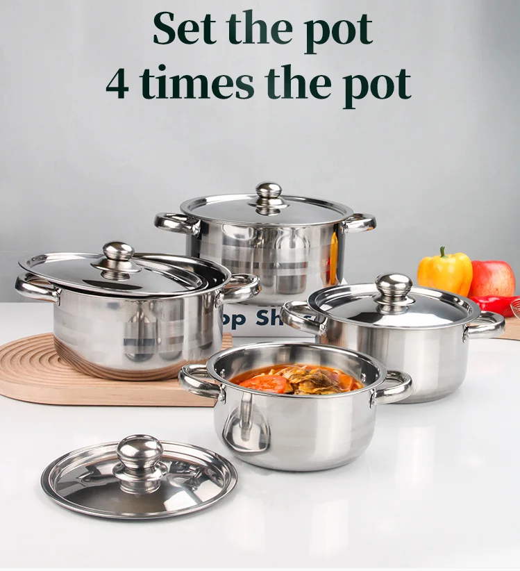 Hot Selling Stainless Steel Cookware Set Household soup stock pot Non-stick Cookware Kitchen with Stainless Steel Lid
