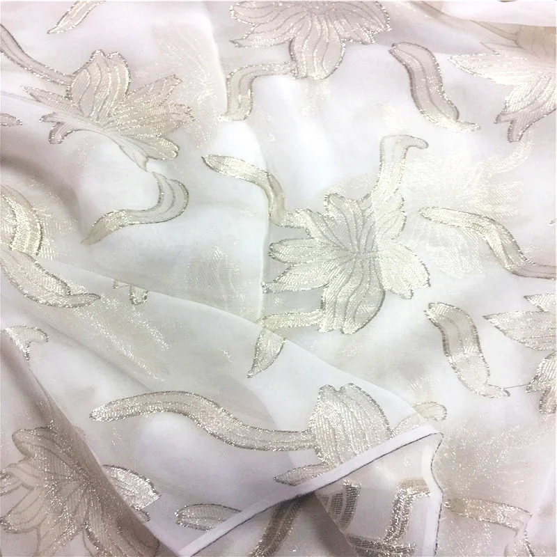 silk metallic blended jacquard  georgette fabric