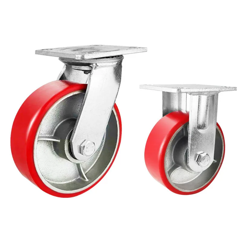 rotelle Caster Manufacturer Industrial  8' 200mm polyurethane wheels double bearing  adjustable heavy duty caster wheels