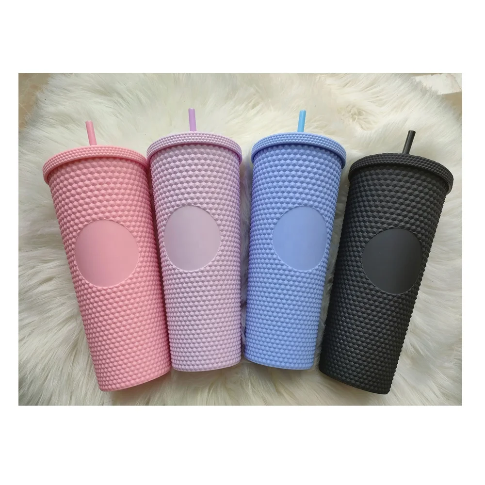 Customized logo colorful 16oz 24oz Durian Glitter glow matte studded black tumblers Pineapple Cup with straw and lid