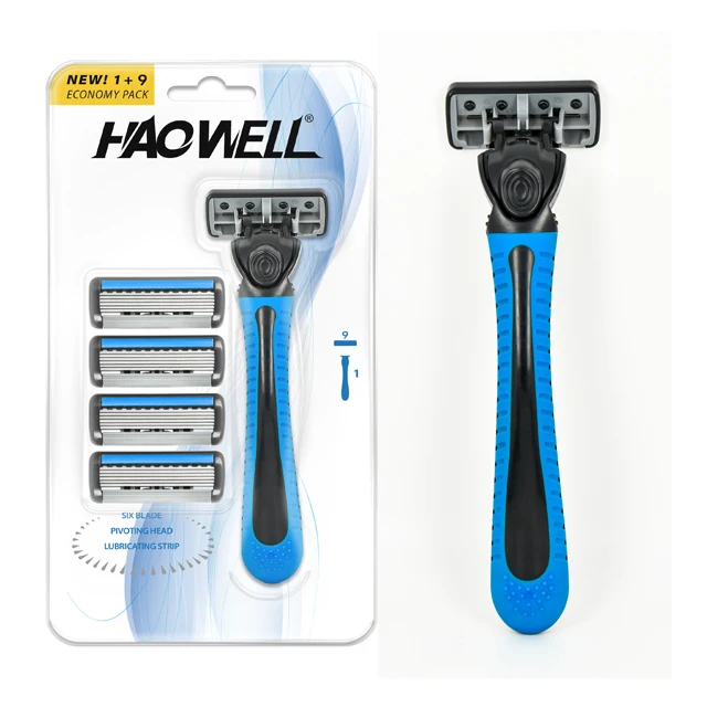 B603DR wholesale 6 six blade shaving razor blade system razor with changeable and open design cartridge for man woman