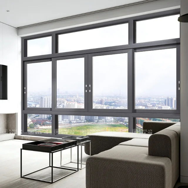 Modern Design Double Glazed Aluminum Sliding Windows Mosquito Net Aluminum Window Price Exterior Application Horizontal Opening