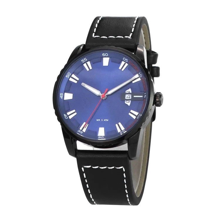 Factory Customize 5atm Water Resistant Quartz Minimalist Mens Quartz Watches With Genuine Leather Strap