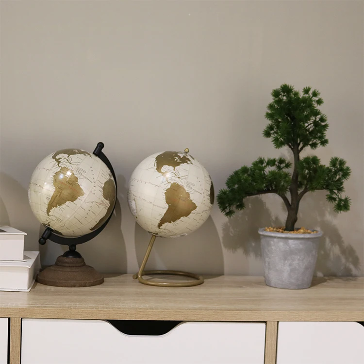 white gold color plastic iron metal decorative educational beautiful smooth globe