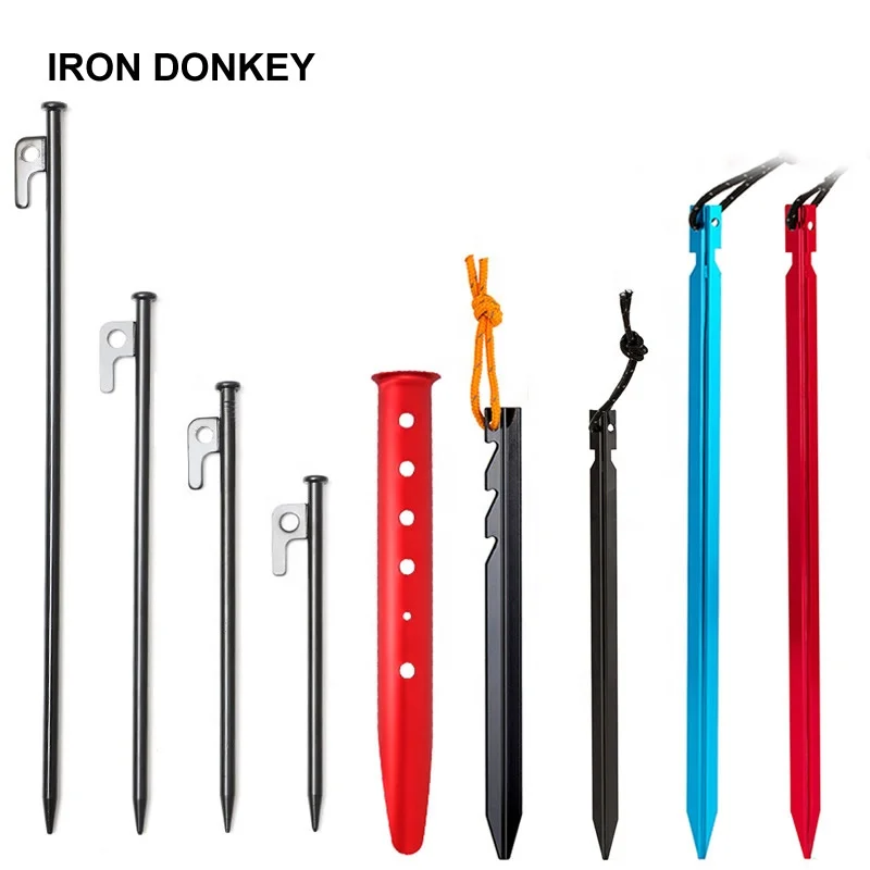 IRONDONKEY OEM LOGO wholesale Garden Tent Piles Indoor 18cm  Outdoor Aluminum Tent Pegs camping accessories