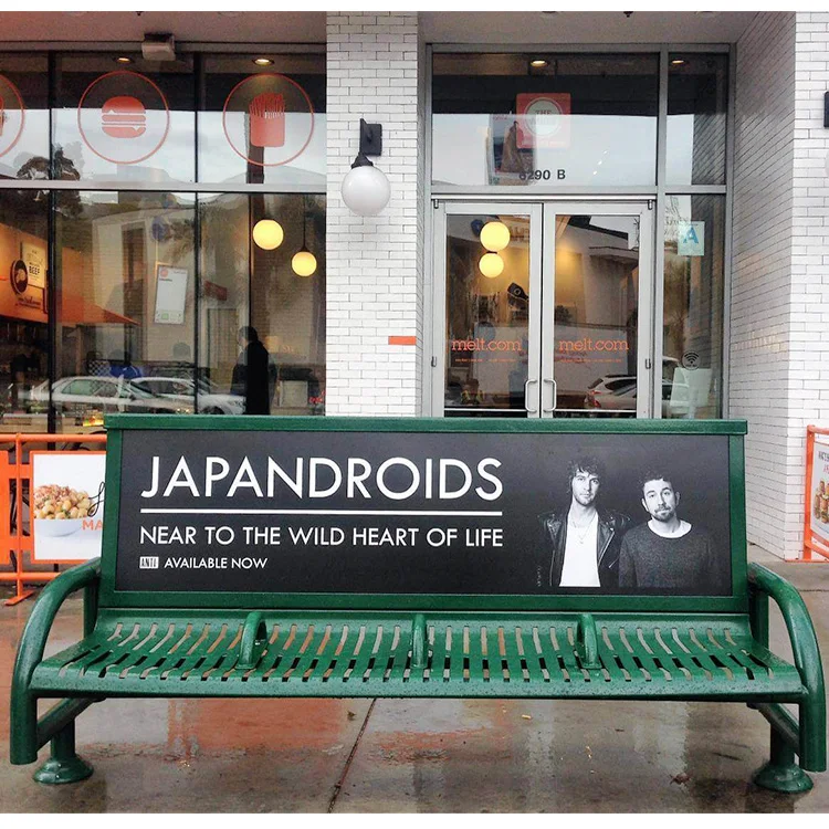 Advertising Benches for Sale Metal Steel Vintage Ad Park Bench Street Manufacturer Outdoor Furniture Modern Galvanized Steel