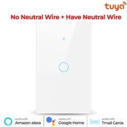 1/2/3/4 gang Tuya Alexa Smart Switch US Works Google Home Voice Control WiFi Smart Home Touch Switches Neutral/ No neutral