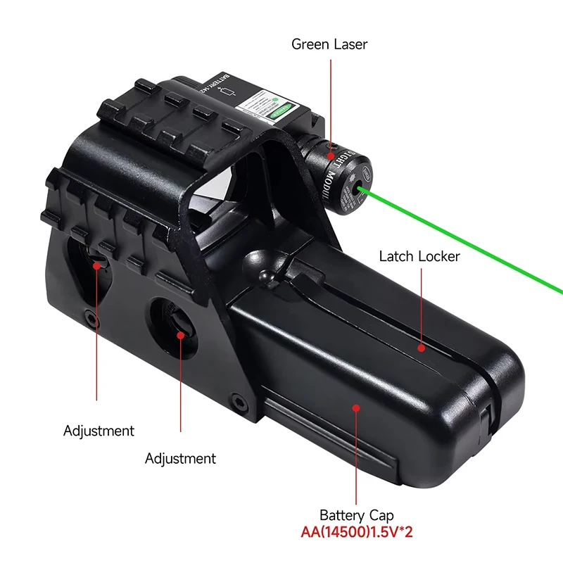 LUGER Tactical 552G Green Red Green Dot Reflex Holographic Optics Adjustable Sight Series Green Laser Hunting Fit 20mm Mount
