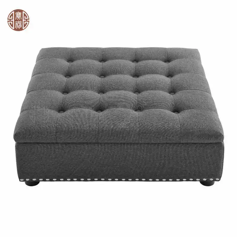 Storage Velvet Fabric Leather Footstool Ottoman Pouf Rangment For Hotel Home Use