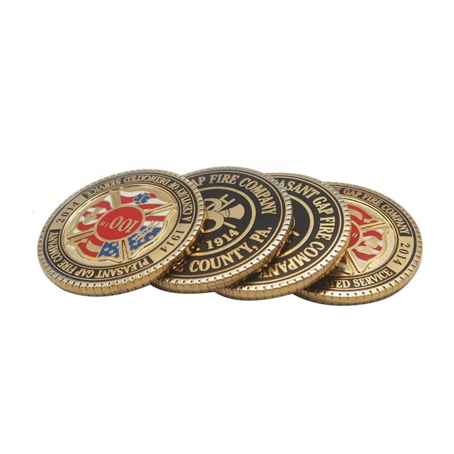 Custom made plating in gold metal coins soft enamel coins